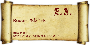 Reder Márk névjegykártya